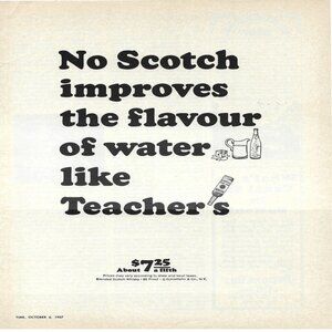 1967 Teacher’s Scotch Improves Water Flavor Vintage Magazine Print Ad/Poster
